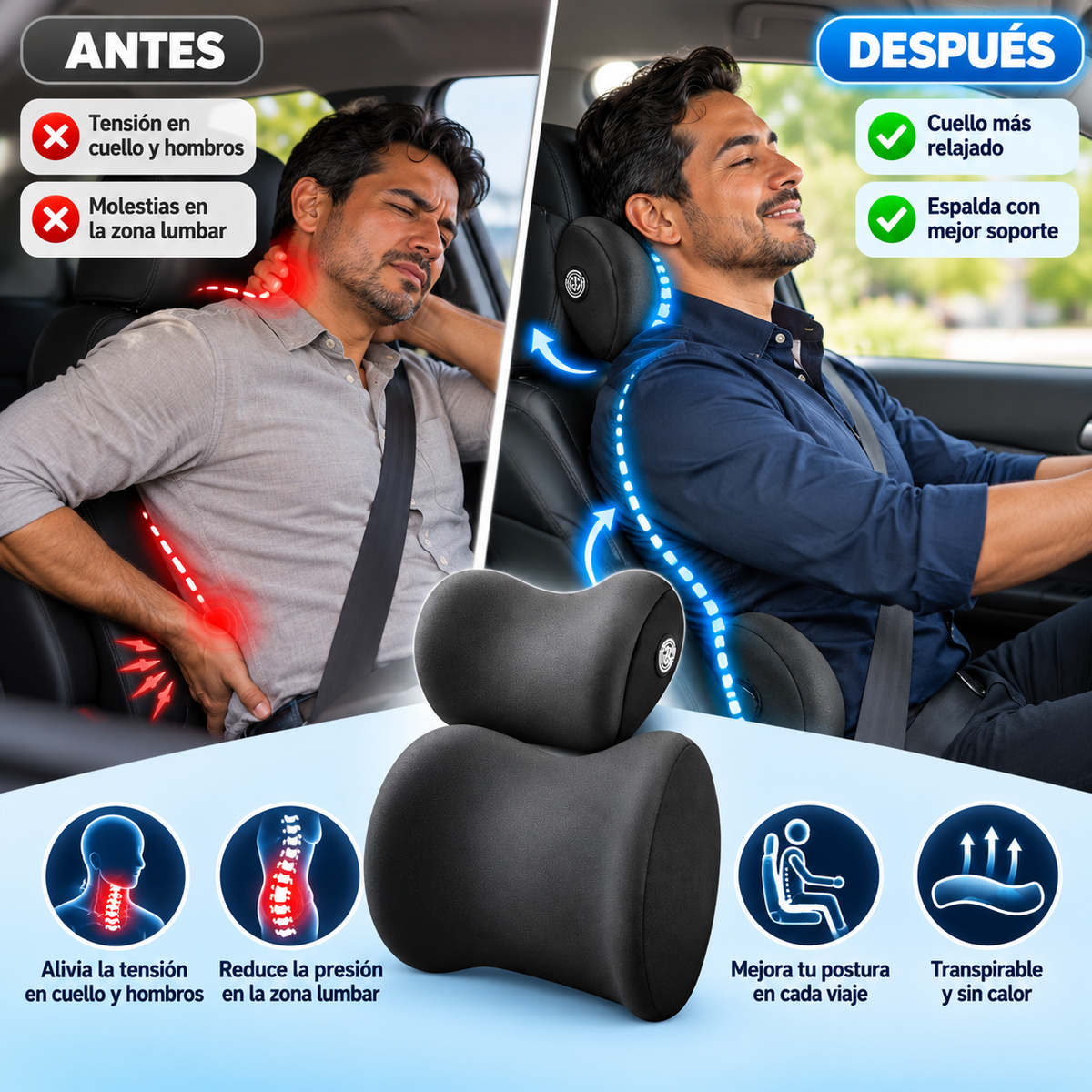 ErgoComfort - Set Ergonomico Cervical y Lumbar